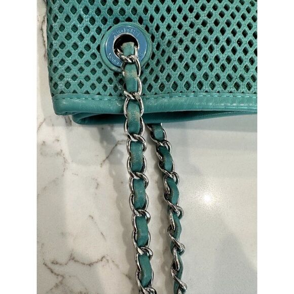 Chanel Calfskin Perforated Up in the Air North South Tote in Teal - Picture 9 of 13